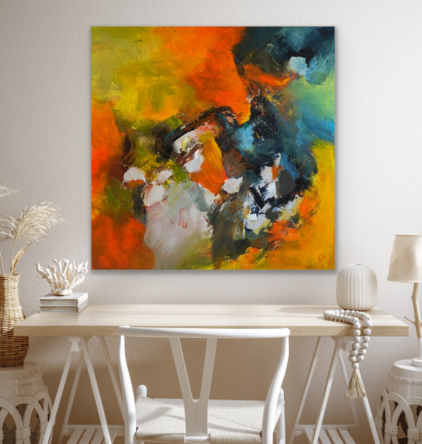 Astonishing 48x48 Inch Original Large Orange Abstract Modern Painting ...
