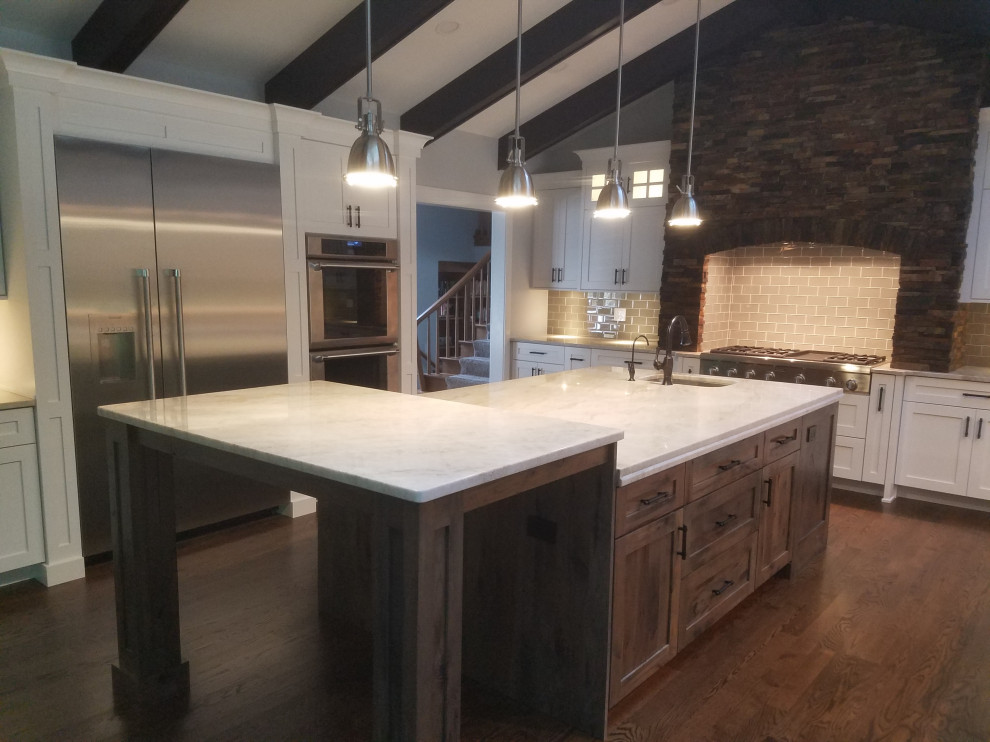 Example of a transitional home design design in Chicago