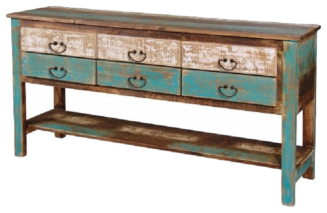 Rustic Reclaimed Painted Solid Wood Sideboard Beach Style Rustic Reclaimed Painted Solid Wood Sideboard