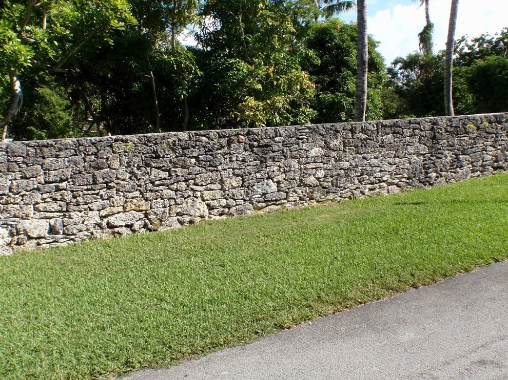 Design ideas for a transitional stone landscaping in Miami.
