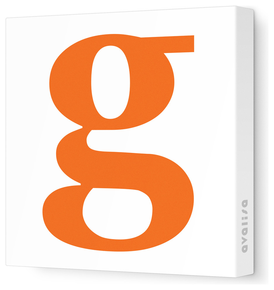 Letter - Lower Case 'g' Stretched Wall Art, 12" x 12", Pumpkin