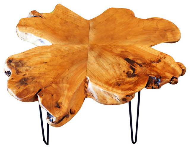 Unique Petal-Shaped Cedar Coffee Table, Large