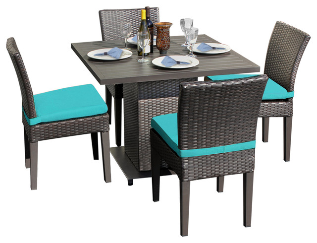 Venus Square Dining Table With Armless Chairs 5 Piece Set Venus Square Dining Table With Armless Chairs 5 Piece Set Tropical Outdoor Sets By Design Furnishings