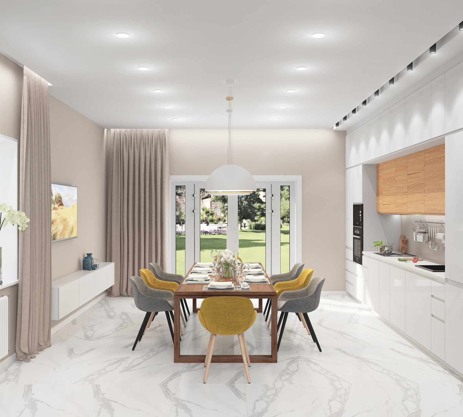 Дизайн кухни-гостиной