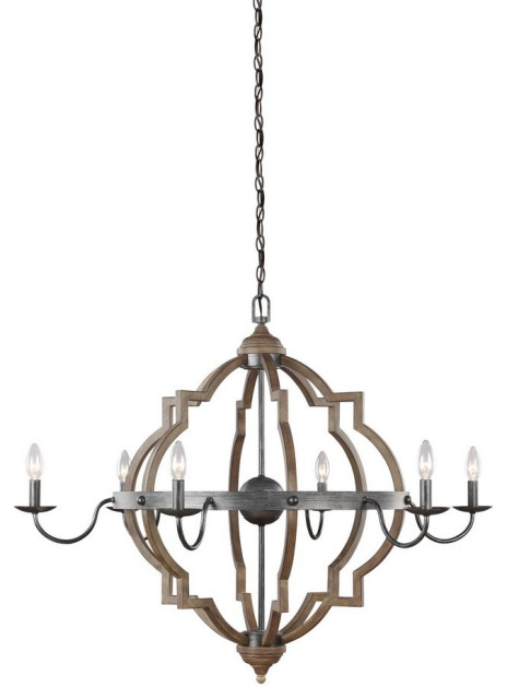 3.5W Six Light Chandelier-Stardust Finish-Incandescent Lamping Type