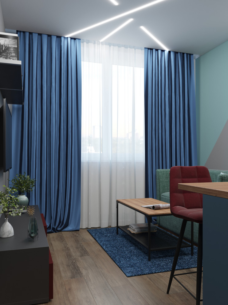 Дизайн кухни-гостиной и спальни