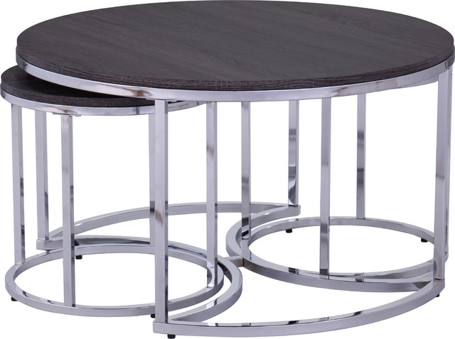 Lachlan Round Nesting Coffee Tables Silver Espresso Lachlan Round Nesting Coffee Tables Silver Espresso