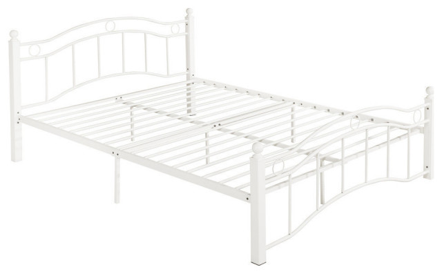 GDF Studio Cole Geometric Details Queen-Size Bed Frame - Traditional ...