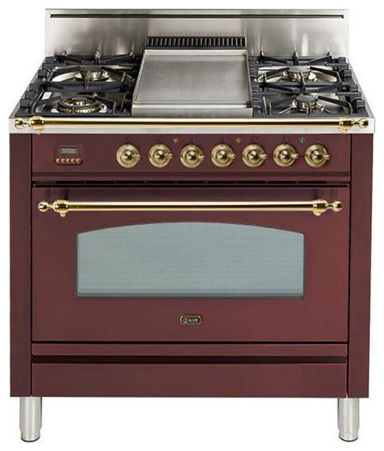 ILVE Nostalgie 36" NG Freestanding Metal Single Oven Gas Range in