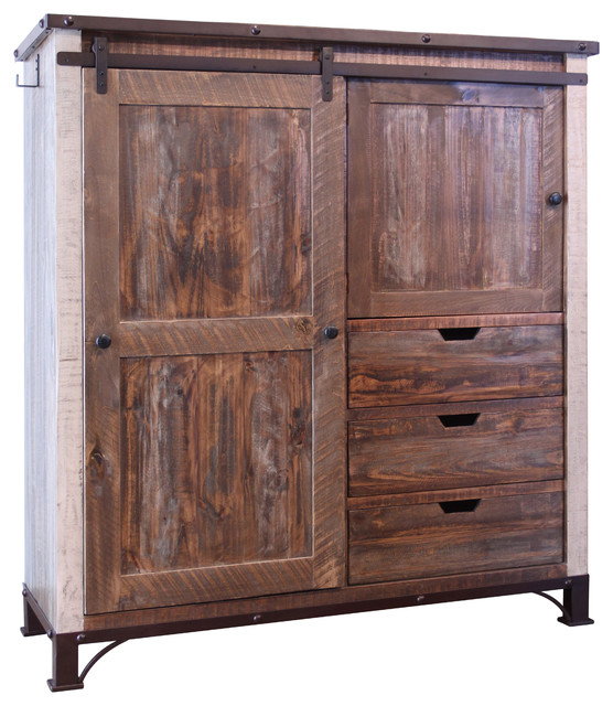 Anton Sliding Barn Door Gentleman's Chest Armoire Industrial