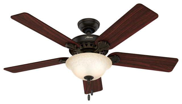 Traditional Ceiling Fan with LED Bowl Light Kit in Onyx Bengal Hunter Fan 52 in 