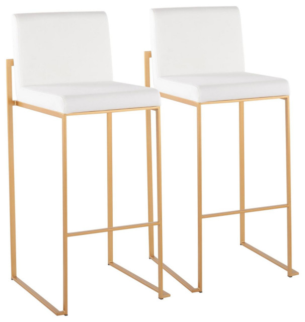 Lumisource Fuji High Back Set Of 2 Barstool With Gold Steel B30FUJIHB
