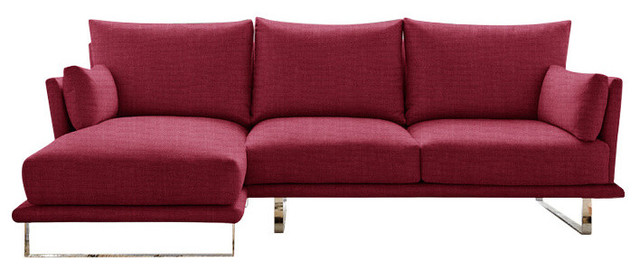 Eleanor Chaise Sofa, Magenta, 3-Seater, Left Hand Facing