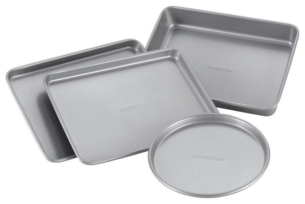 Farberware Nonstick Bakeware 4Piece Toaster Oven Set, Gray