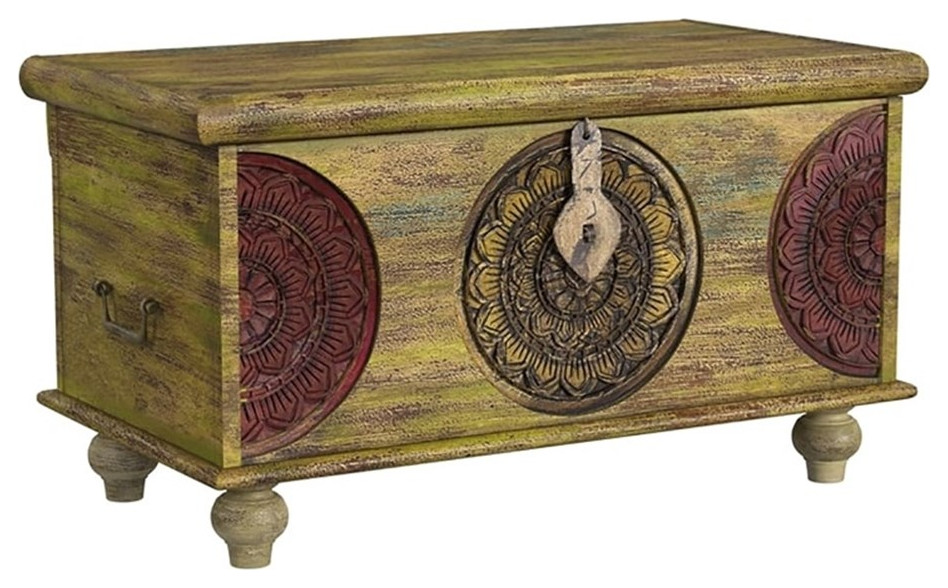 Beaumont Lane Rustic Mango Wood Trunk Coffee Table in Oak Brown