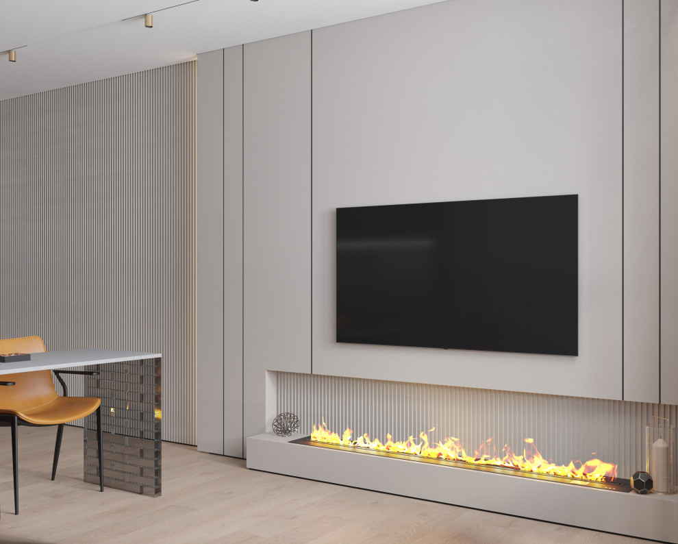 Кухня- гостиная с камином