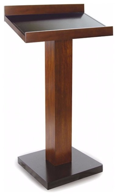 Wooden Bookstand With Pedestal Support And Block Base, Espresso Brown ...