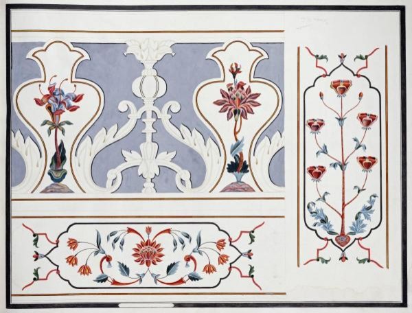 Details of The Mosaics at The Taj Mahal 12.144 x 16 Art Print On Canvas