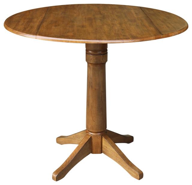 42 Round Dual Drop Leaf Pedestal Table 36 3 Pecan