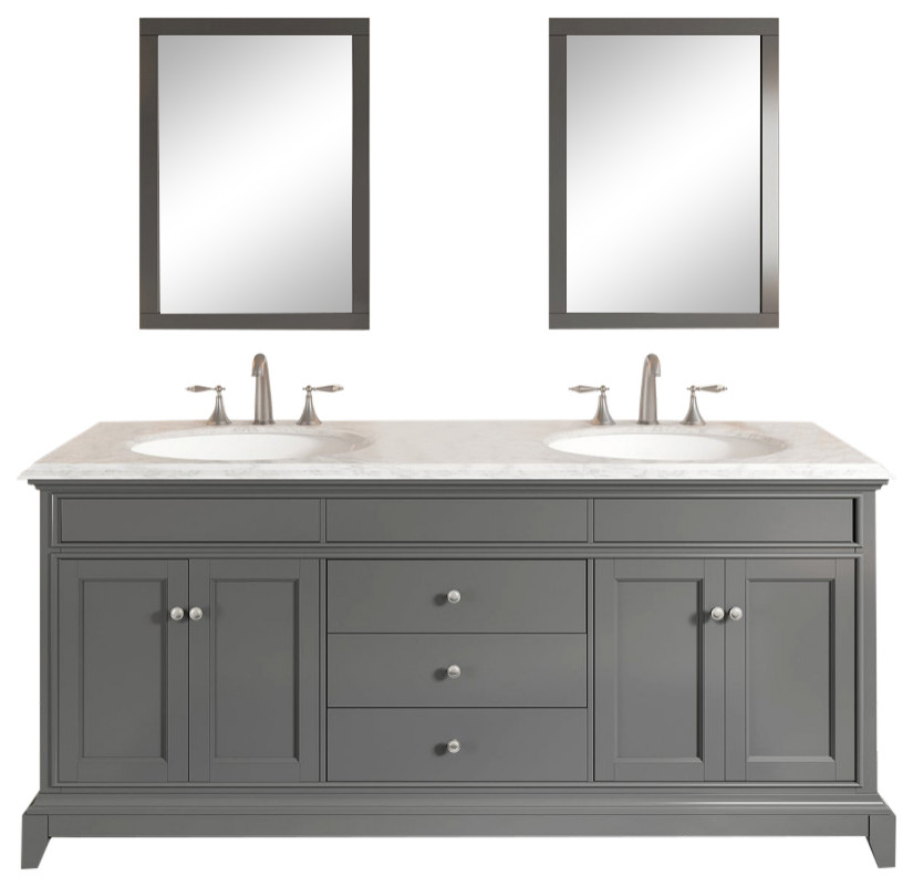 Eviva Elitist Stamford 72" Gray Solid Wood Bathroom Vanity