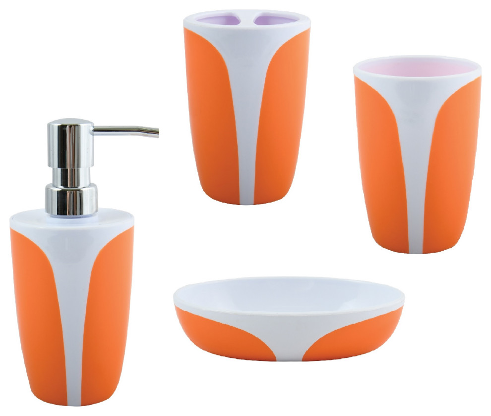 4Piece Countertop Accessories Set MSVFrance Kandy Orange Polystyrene