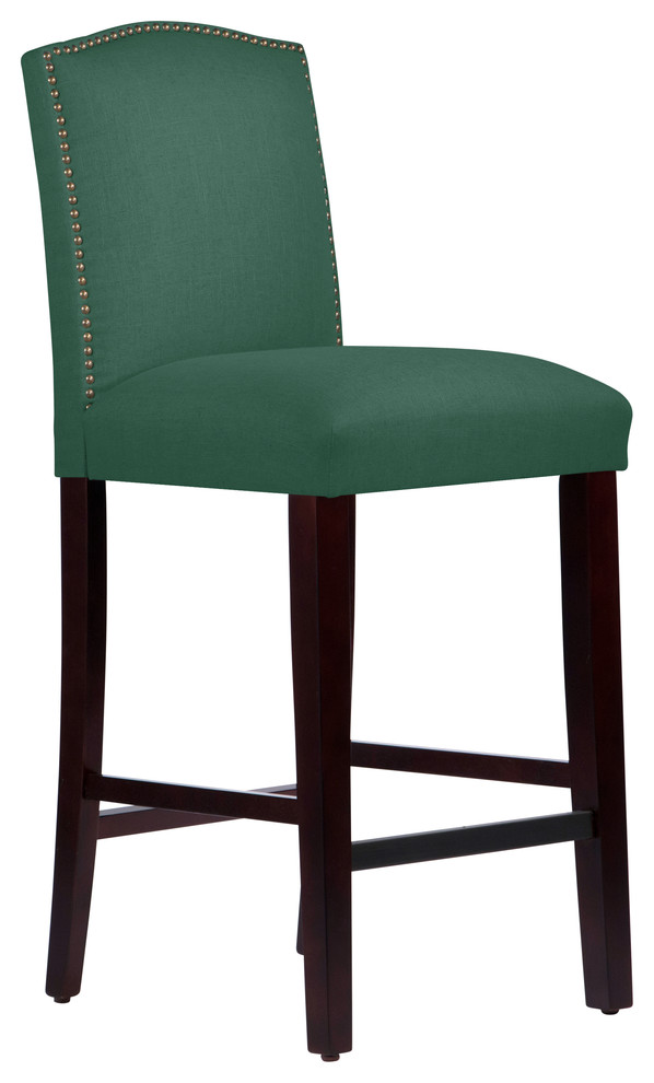 Powell Nail Button Camel Back Bar Stool Transitional Bar Stools And