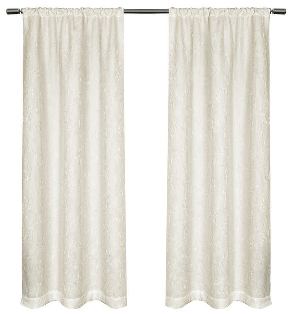 Matlisse Vine Patterned Jacquard Rod Pocket Curtain Panels Matlisse Vine Patterned Jacquard Rod Pocket Curtain Panel Pair White