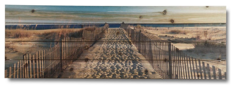 Walk to the Beach Print on Wood