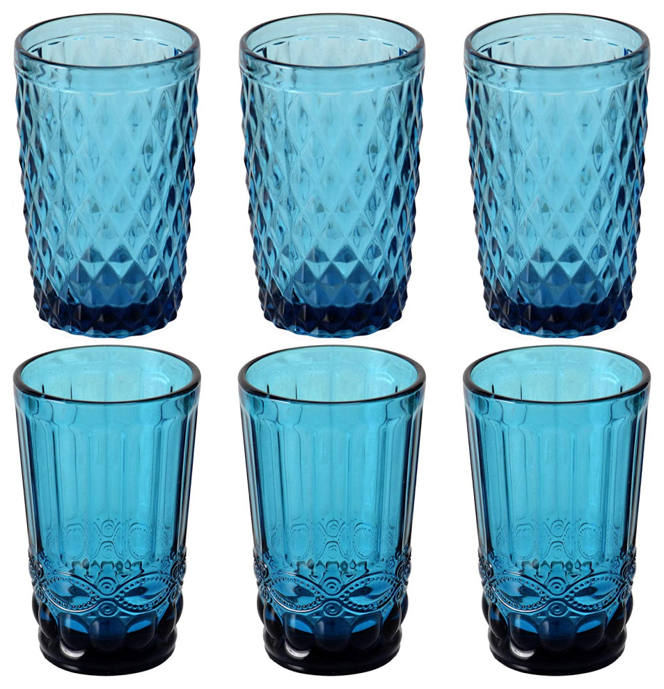 6 Blue Glass Tumblers Contemporary Everyday Glasses by Whole House Worlds Houzz