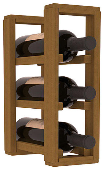 3-Bottle Counter Top/Pantry Wine Rack, Redwood, Oak Stain