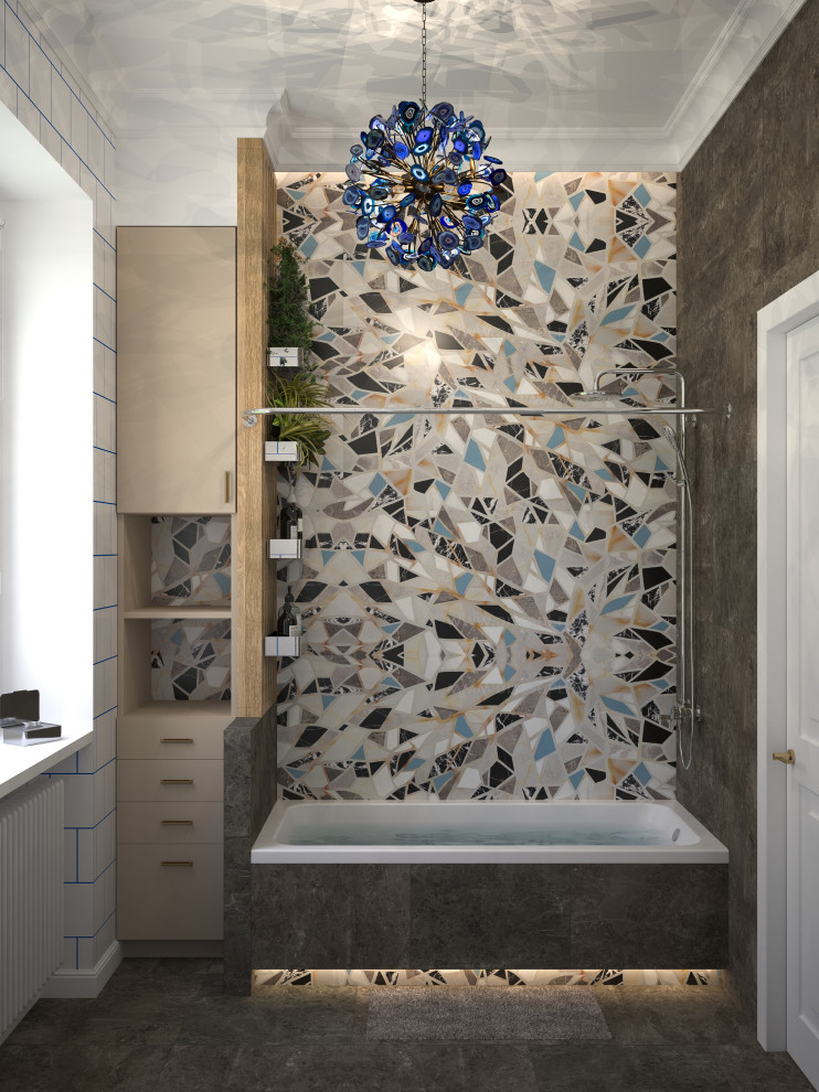 Сан. узел с окном в загородном доме