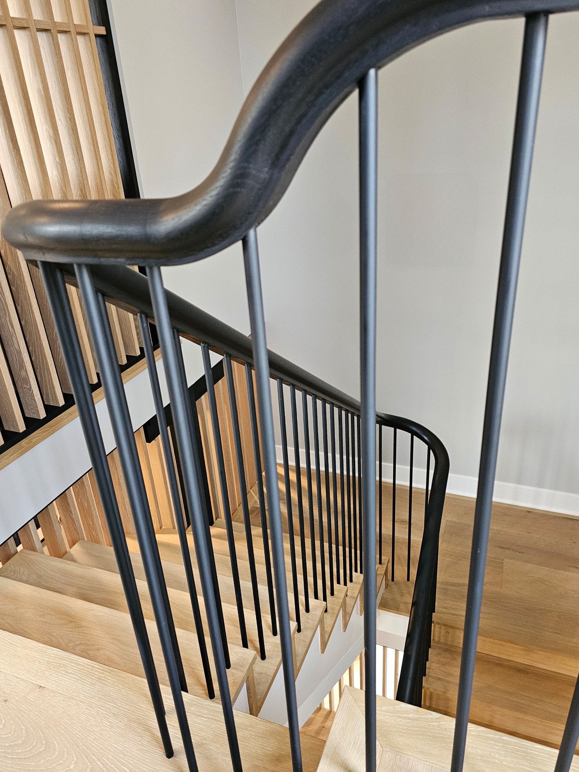 115_Stunning Continuous Rail System on 3 Story Floating Stairs; Arlington, VA 22