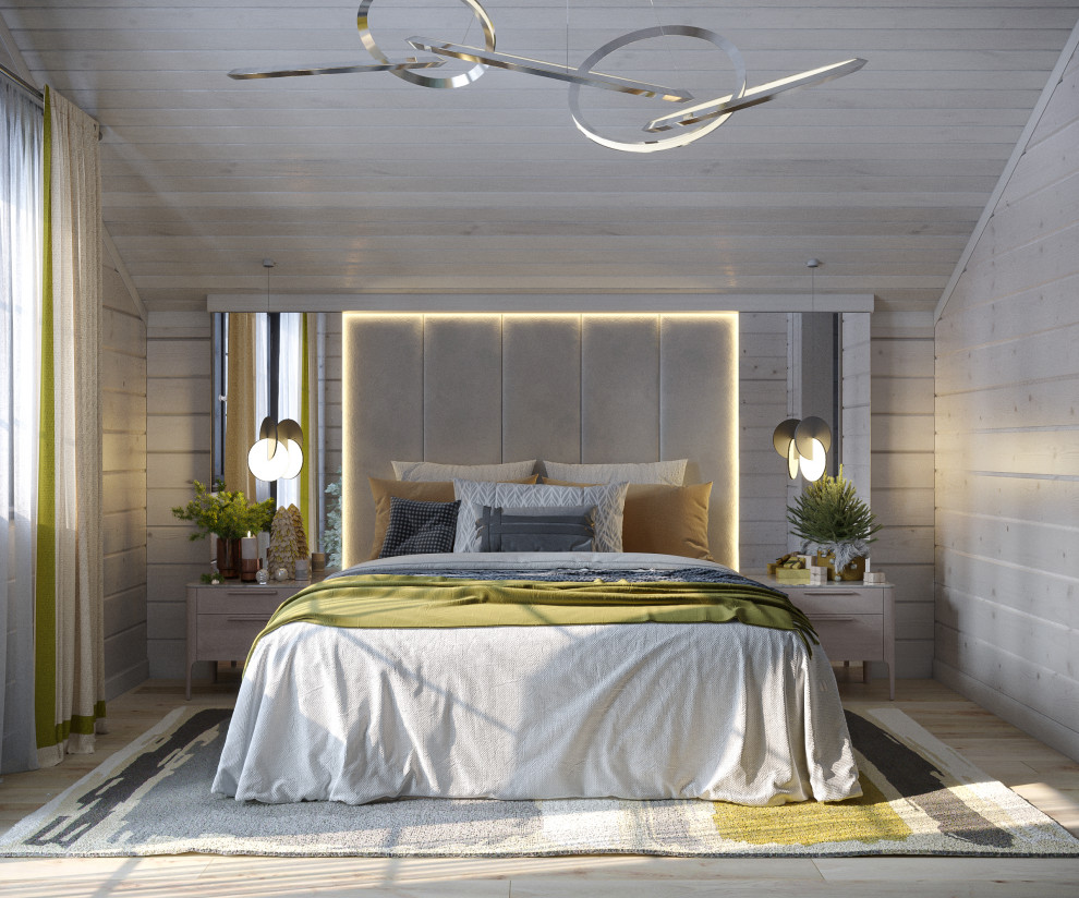 Мастер спальня, дом из бруса в КП Перелески