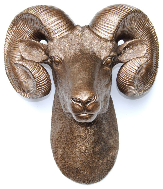 Resin Ram Head Wall Mount Wall Sculptures by Near and Deer