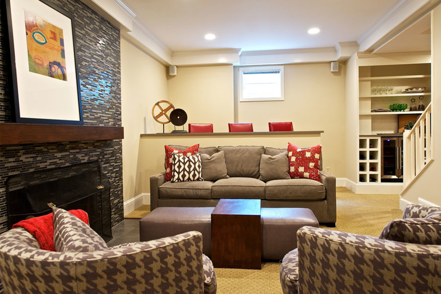 This is an example of a contemporary basement in DC Metro.