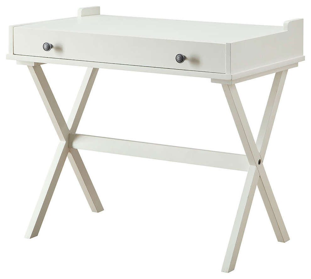 Elise Flip Top Cork Board Desk Antique White Transitional Desks