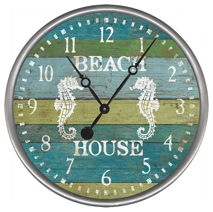 Beach House Round Vintage Clock Beach Style Wall Clocks by Red