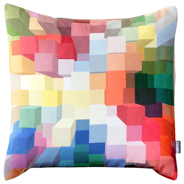 Bright 3D Geometric Pillow