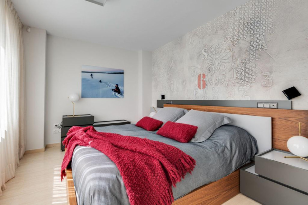 Ejemplo de dormitorio principal contemporáneo grande