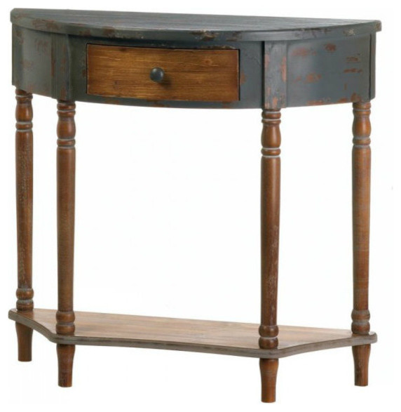 Wood Half Moon Hall Table