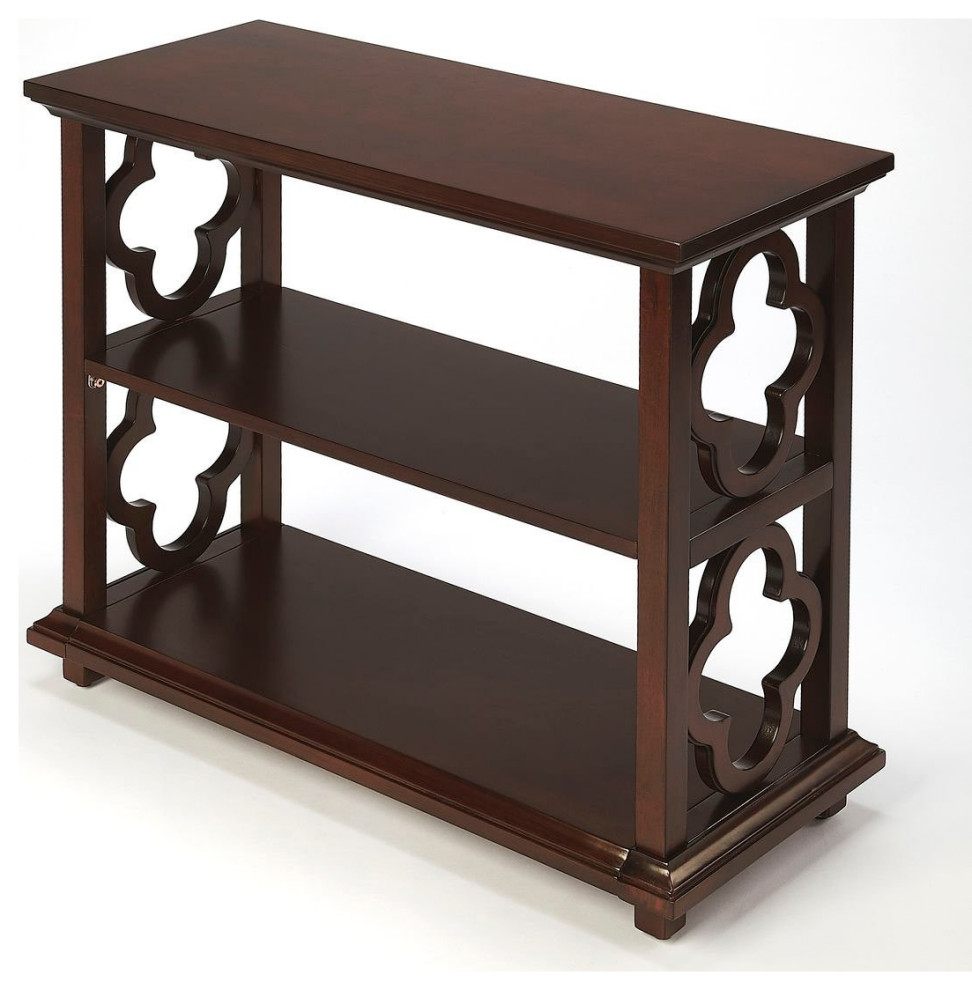 Offex Paloma Rectangular Plantation Cherry Bookcase with 2 Shelves Mediterranean Bookcases