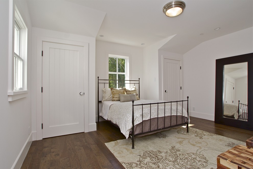 Design ideas for a country bedroom in San Francisco with white walls.