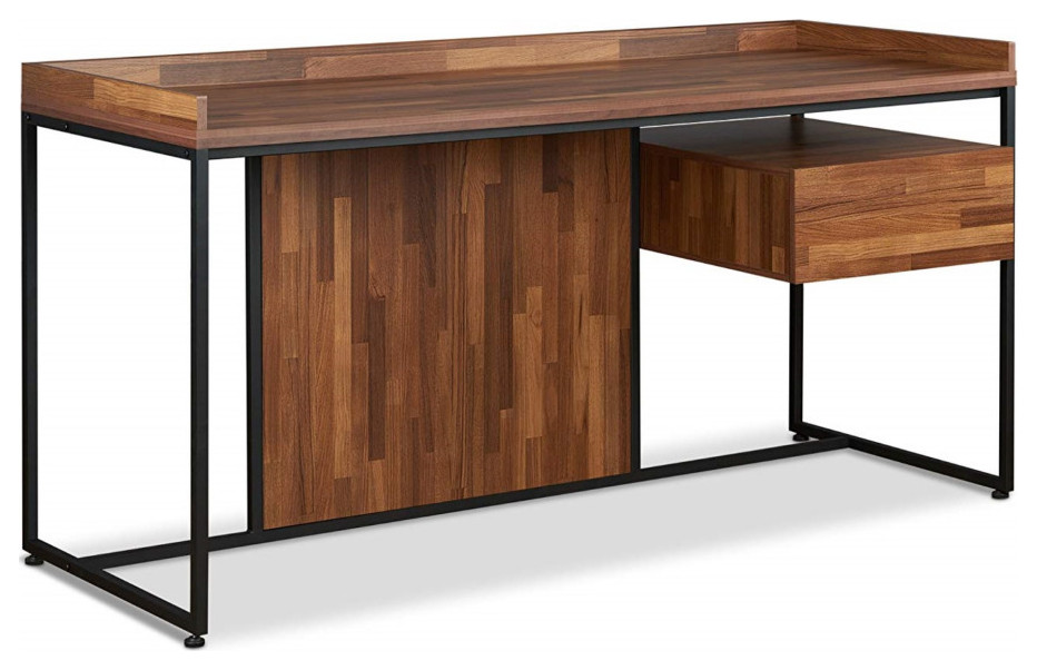 Ergode Desk Walnut & Sandy Black Industrial Desks And Hutches by