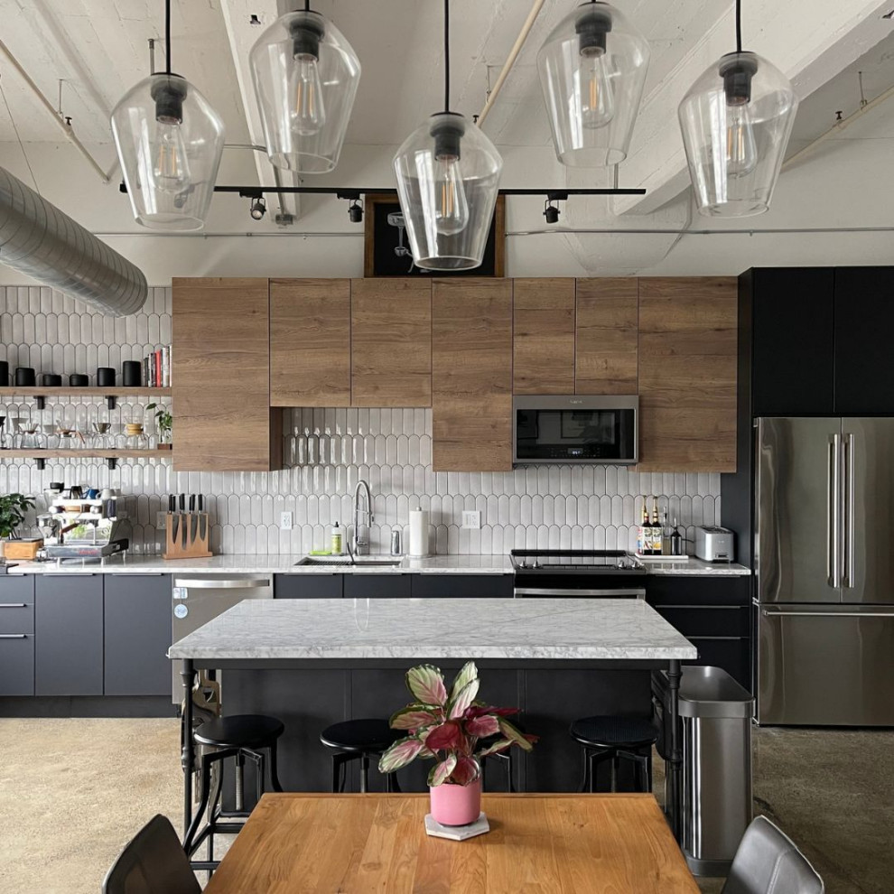 Inspiration for an industrial kitchen in Philadelphia.