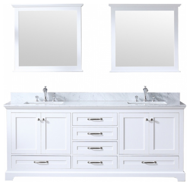 80 Inch White Double Sink Bathroom Vanity, Choice of Top ...
