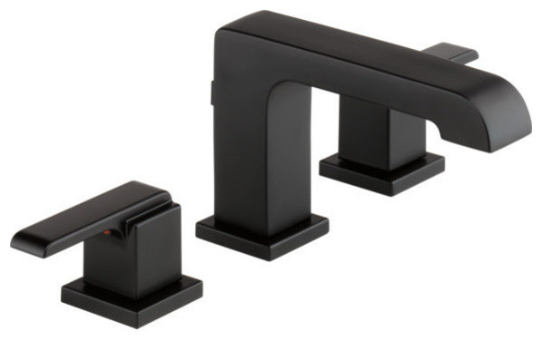 Delta Ara Two Handle Widespread Bathroom Faucet, Matte Black, 3567-BLMPU-DST