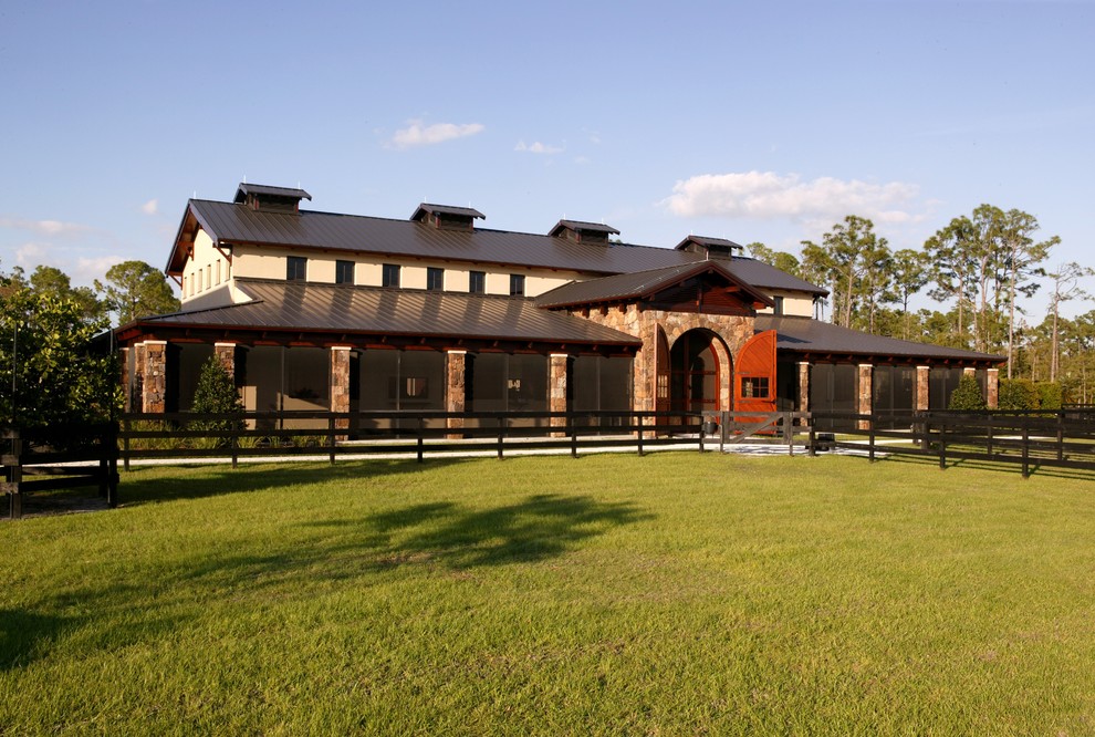 Photo of an expansive mediterranean detached barn in Minneapolis.