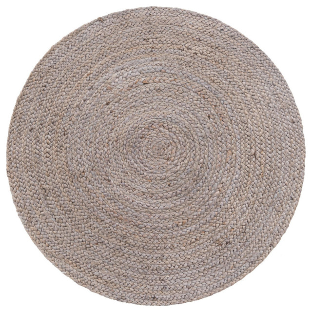Rug Unique Loom Braided Jute Gray Round 3'3x3'3 Beach Style Area