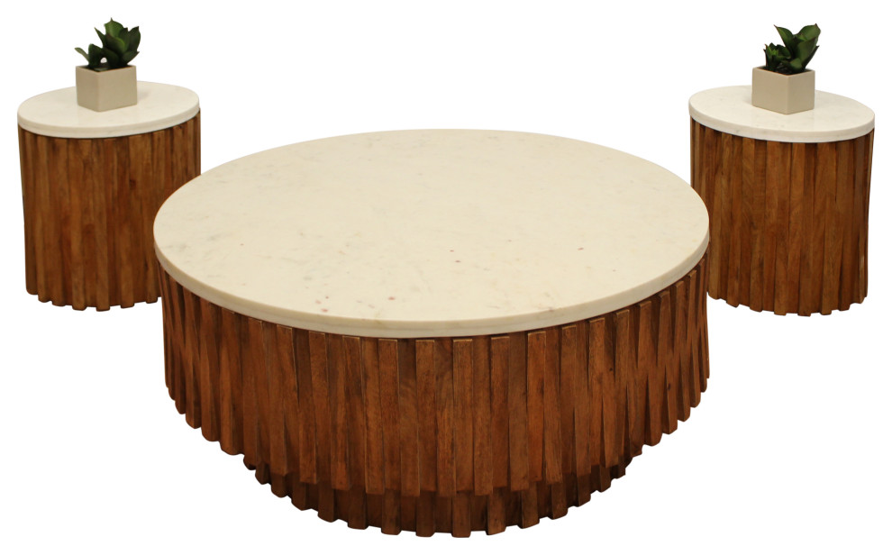 Orlando 3Piece Marble Top Living Room Set Transitional Living Room