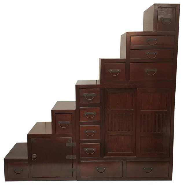 japanese step cabinet modular chest, 62" - asian - dressers -